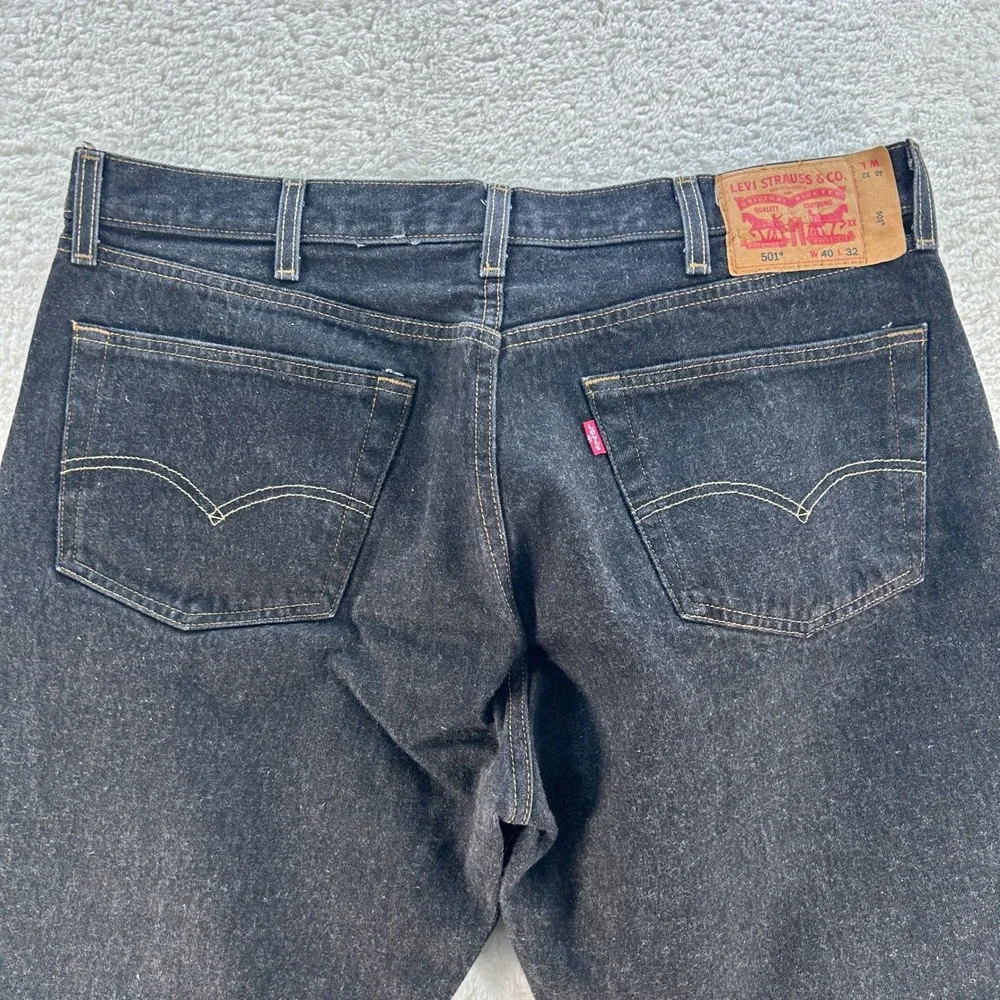 Levis 501 Jeans Men's 36X29 Black Button Fly Straight Leg -‎ Altered -Pre-Own